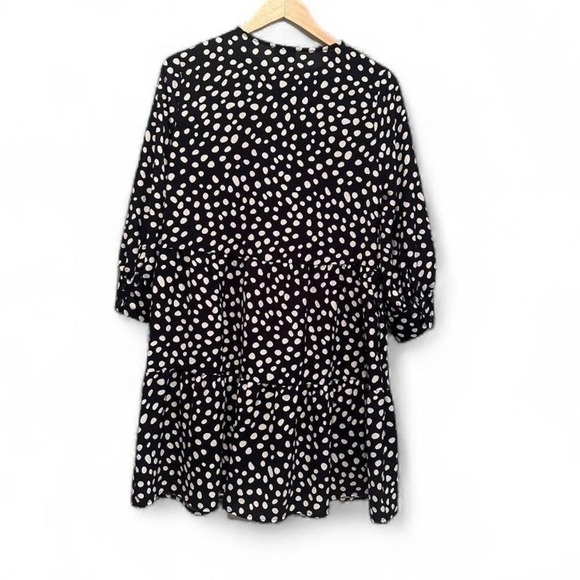 Who What Wear Black White Polka Dot Dress Ruffle Size Medium - Picture 2 of 8